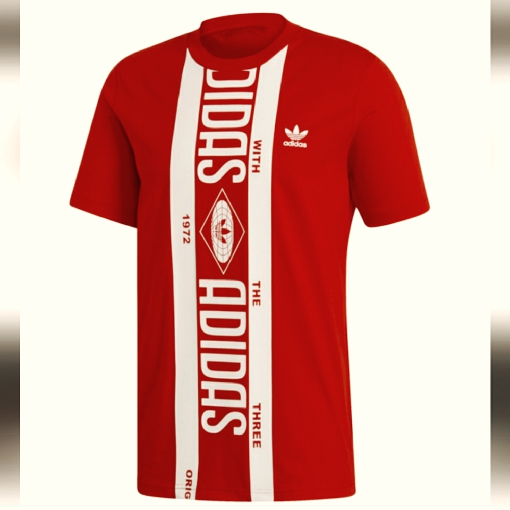 Adidas printed scarf red t-shirt size M